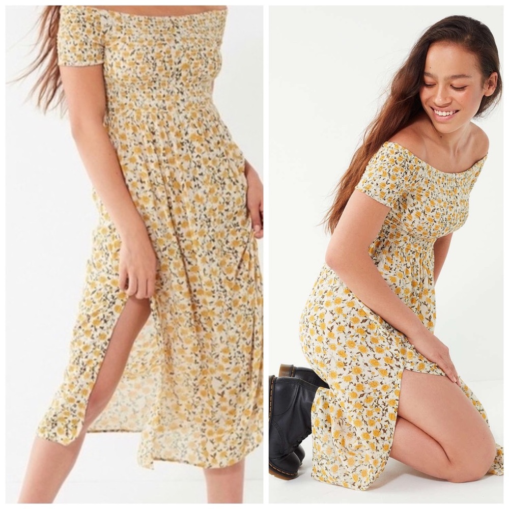 Kimchi Blue Off the Shoulder Smocked Midi Dress